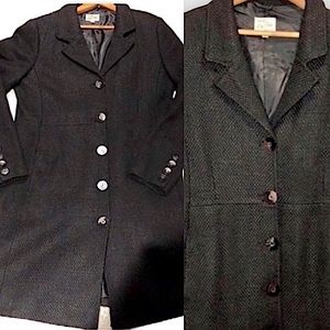 Black Wool Blend Textured Lined Great Quality Peacoat